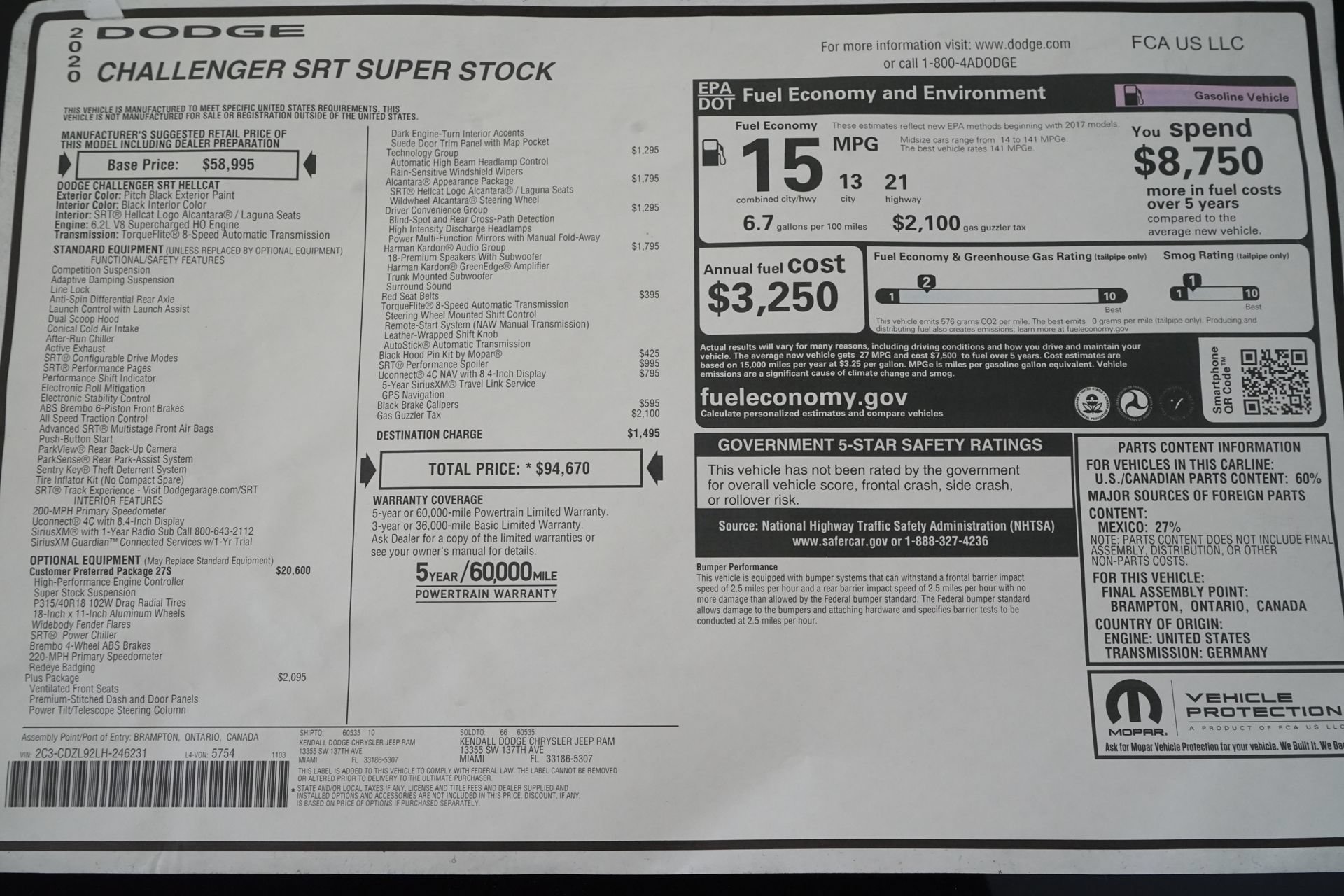 Used 2020 Dodge Challenger SRT Super Stock RWD image 27