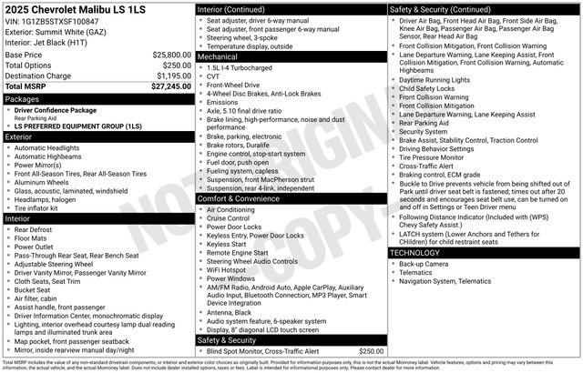 Used 2025 Chevrolet Malibu LS image 3