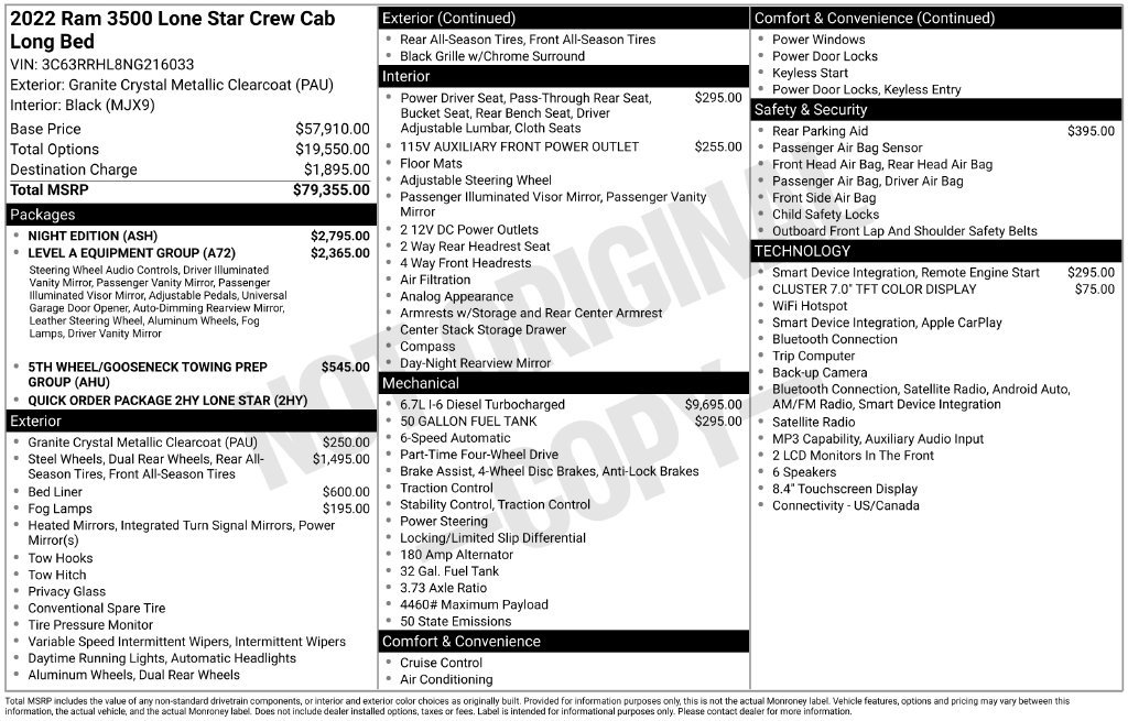 Used 2022 RAM 3500 Lone Star w/ Night Edition AWD/4WD image 5