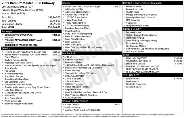Used 2021 RAM ProMaster 3500 w/ Convenience Group FWD image 33