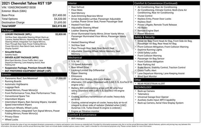 Used 2021 Chevrolet Tahoe RST w/ Luxury Package RWD image 2