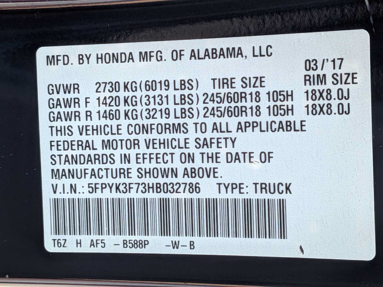 Certified 2017 Honda Ridgeline RTL-E image 32