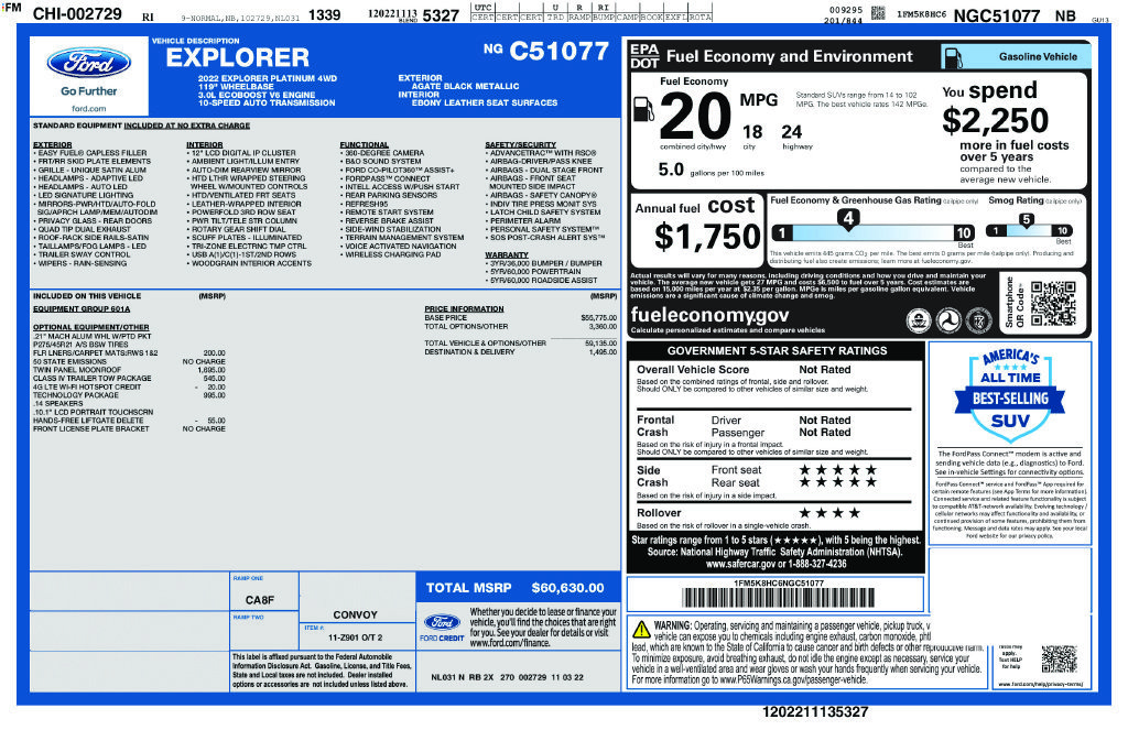 Used 2022 Ford Explorer Platinum w/ Equipment Group 601A AWD/4WD image 24