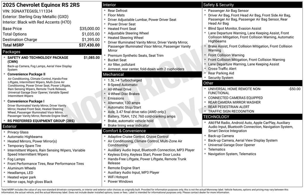 Used 2025 Chevrolet Equinox RS w/ Safety and Technology Package image 26