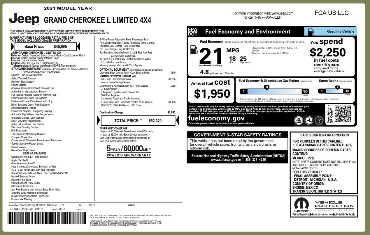 Used 2021 Jeep Grand Cherokee L Limited AWD/4WD image 4