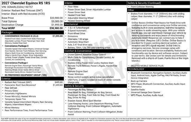 New 2027 Chevrolet Equinox RS w/ Convenience Package III FWD image 4