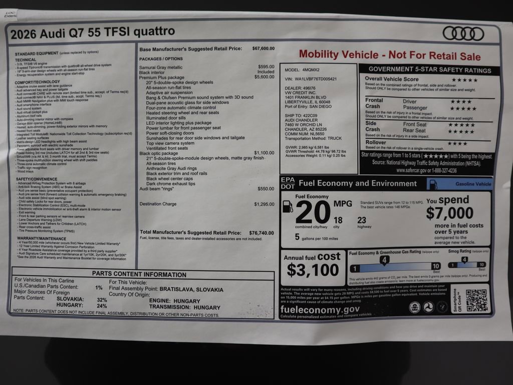 Used 2026 Audi Q7 3.0T Premium Plus w/ Premium Plus Package image 9