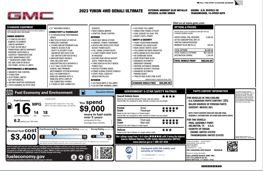 Used 2023 GMC Yukon Denali Ultimate AWD/4WD image 3