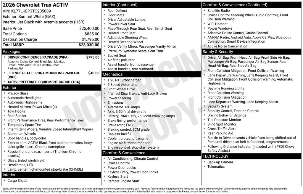 New 2026 Chevrolet Trax ACTIV w/ Driver Confidence Package FWD image 33