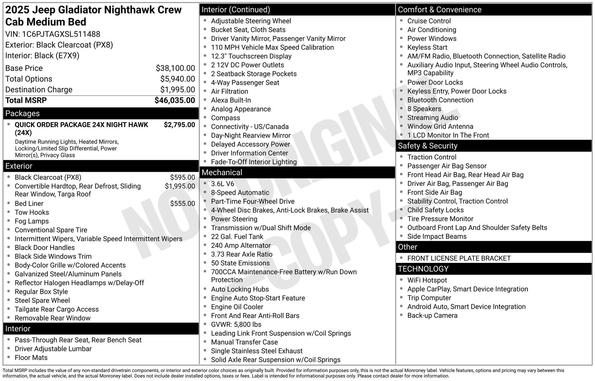 New 2025 Jeep Gladiator Nighthawk image 26