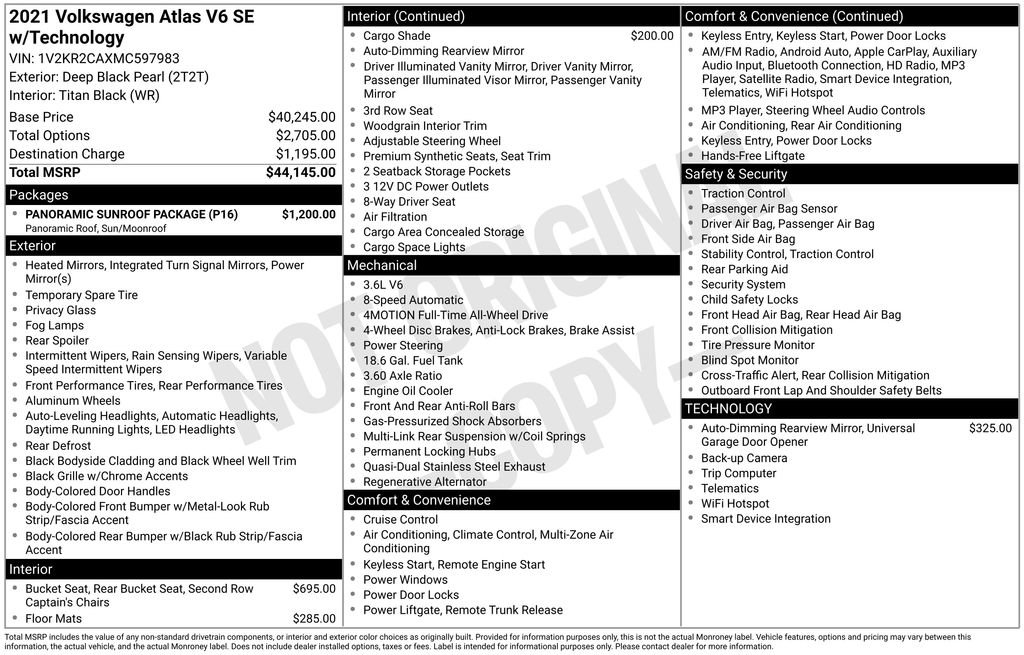 Used 2021 Volkswagen Atlas SE w/ Panoramic Sunroof Package image 6