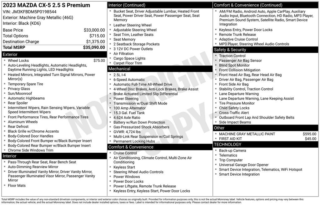 Certified 2023 MAZDA CX-5 AWD 2.5 S w/ Premium Package image 9
