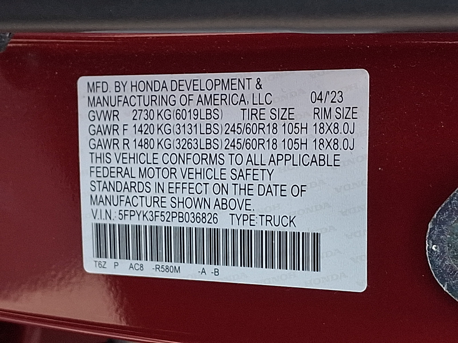 Certified 2023 Honda Ridgeline RTL image 28