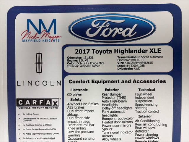Used 2017 Toyota Highlander XLE AWD/4WD image 42