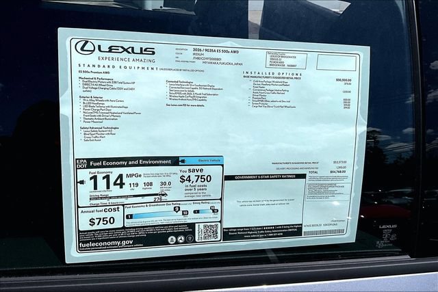 New 2026 Lexus ES 500e AWD/4WD image 14