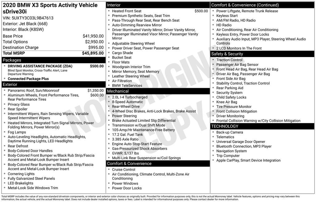 Used 2020 BMW X3 sDrive30i w/ Driving Assistance Package image 5