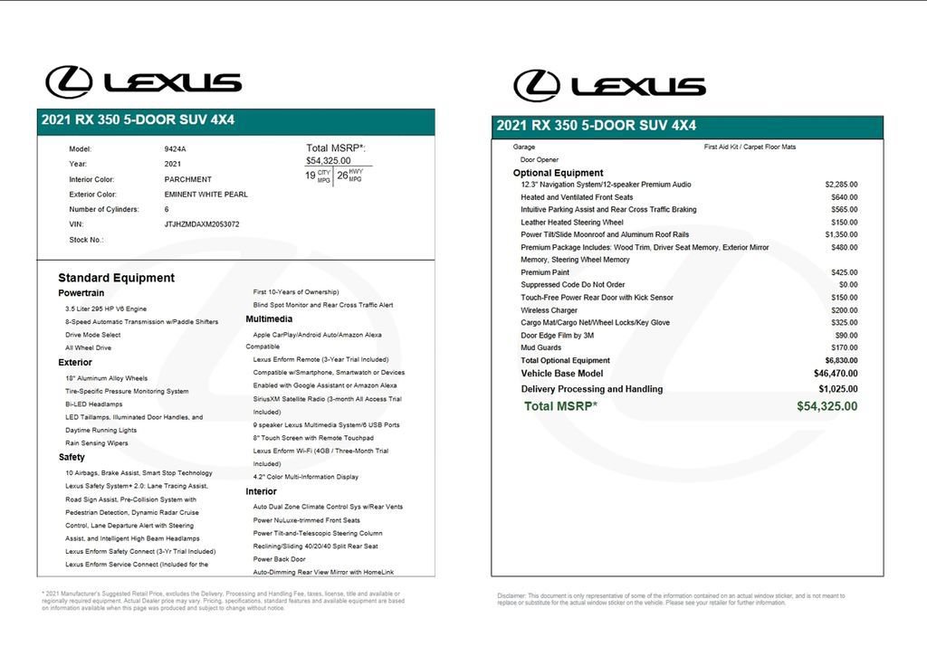 Used 2021 Lexus RX 350 AWD w/ Premium Package image 46