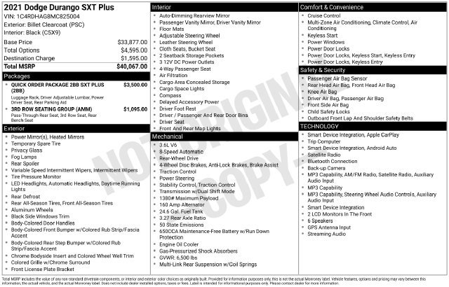 Used 2021 Dodge Durango SXT RWD image 5
