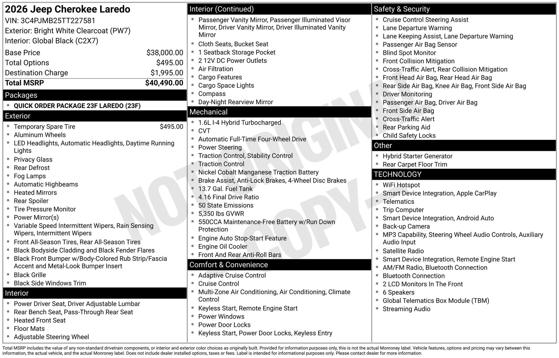 New 2026 Jeep Cherokee Laredo AWD/4WD image 3