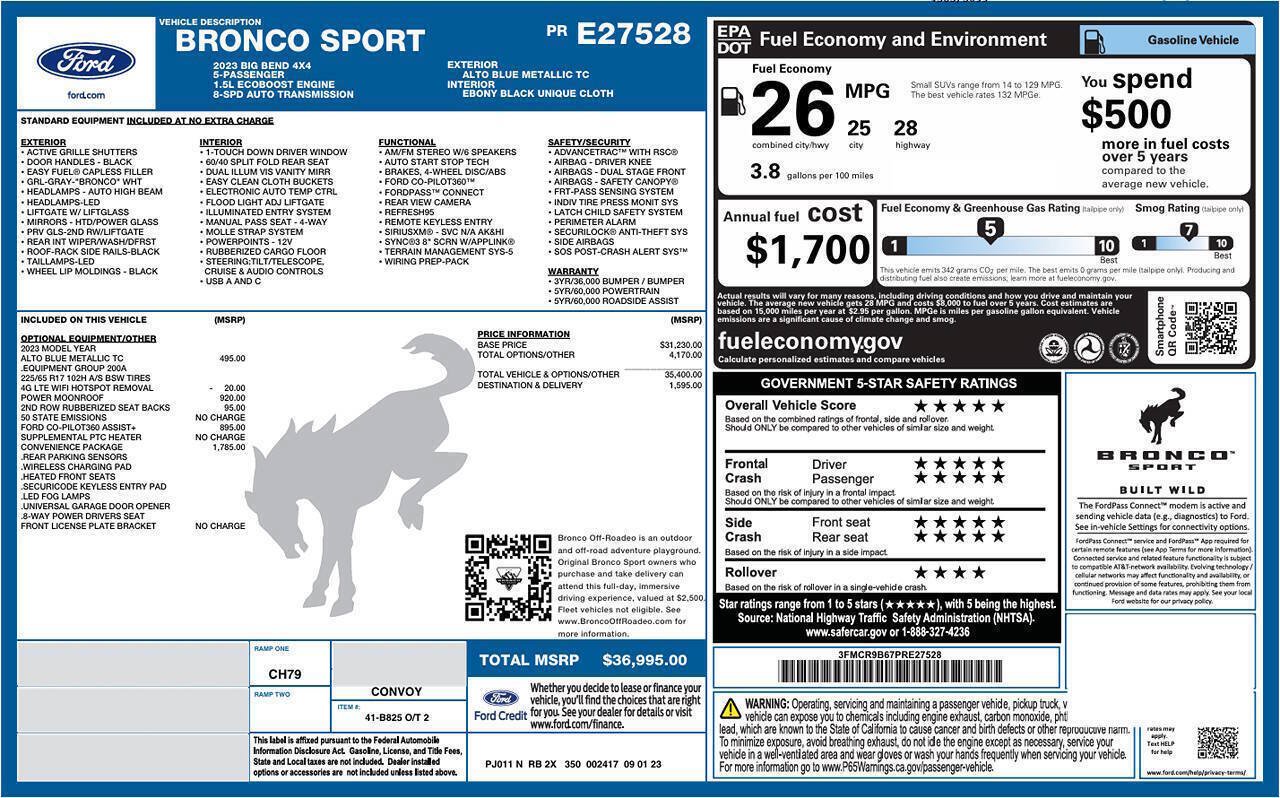Used 2023 Ford Bronco Sport Big Bend w/ Convenience Package AWD/4WD image 25