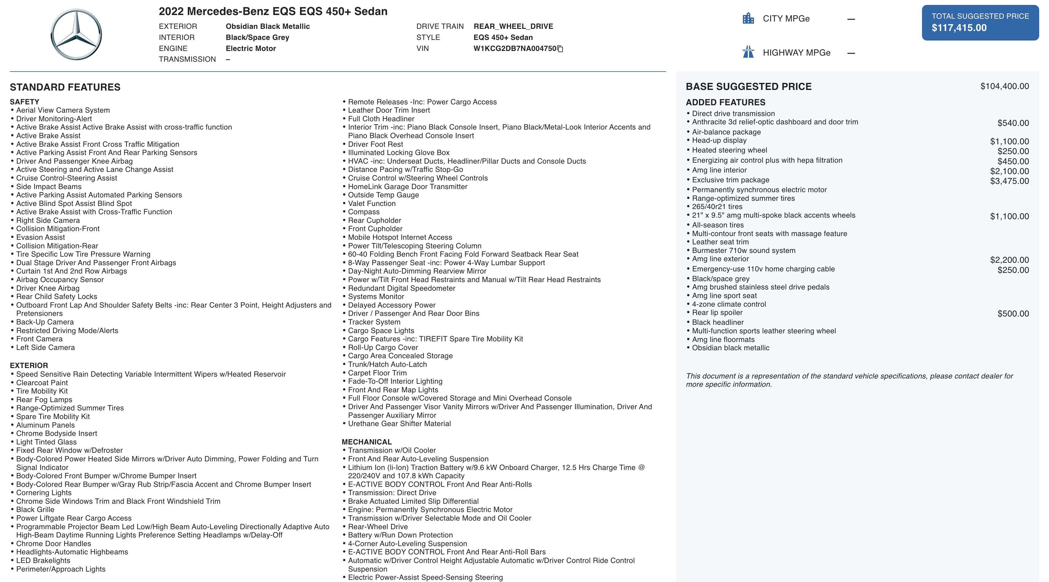 Used 2022 Mercedes-Benz EQS 450+ Sedan w/ Exclusive Trim Package image 2