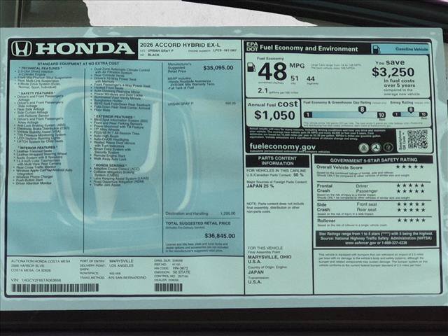 New 2026 Honda Accord EX-L image 17