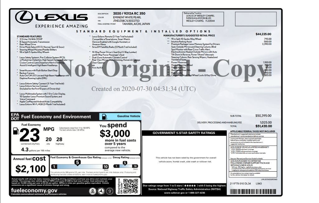 Used 2020 Lexus RC 350 w/ Premium Package RWD image 45