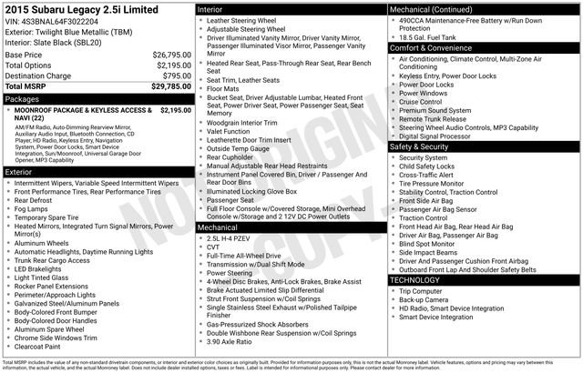 Used 2015 Subaru Legacy 2.5i Limited image 15