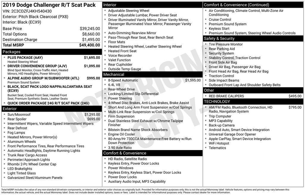 Used 2019 Dodge Challenger R/T Scat Pack w/ Plus Package RWD image 5