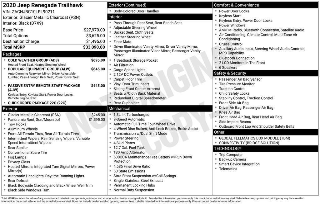 Used 2020 Jeep Renegade Trailhawk w/ Cold Weather Group AWD/4WD image 4