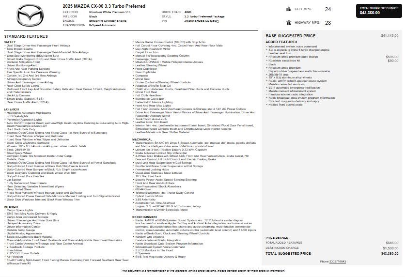 Used 2025 MAZDA CX-90 3.3 Turbo w/ Preferred Package image 4