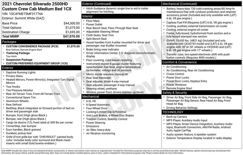 Used 2021 Chevrolet Silverado 2500 Custom w/ Custom Convenience Package AWD/4WD image 9