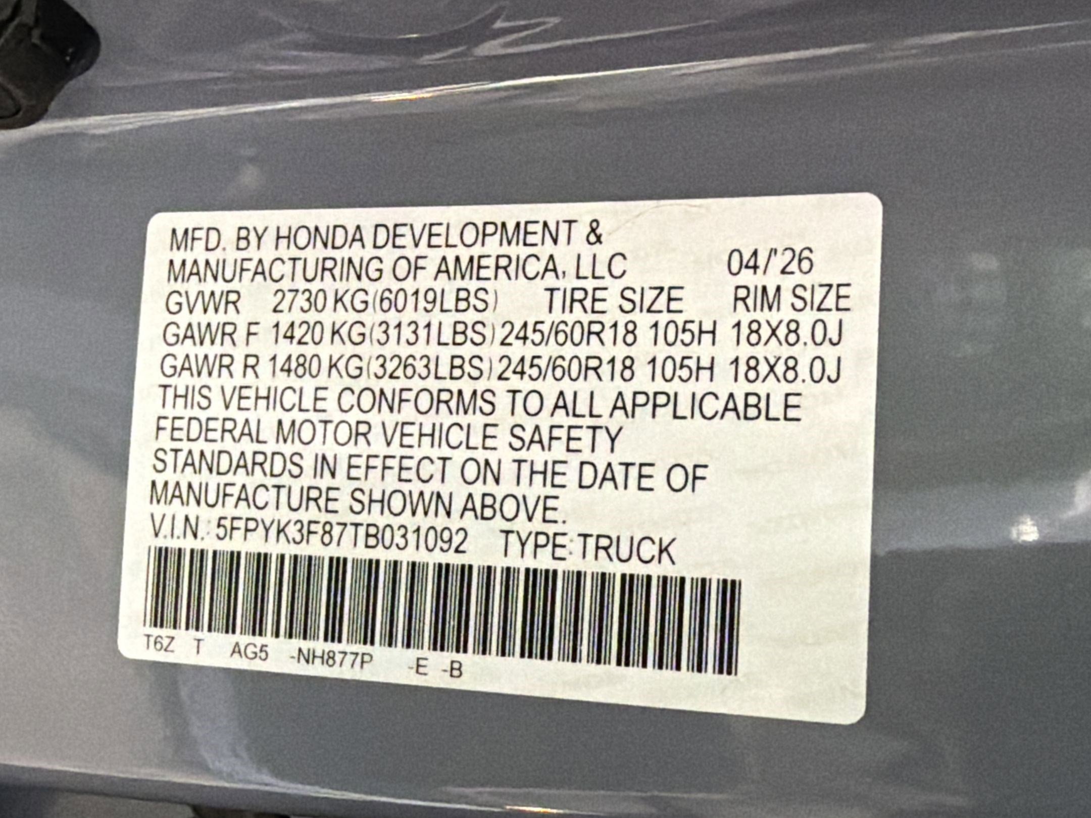 New 2026 Honda Ridgeline Black Edition image 18