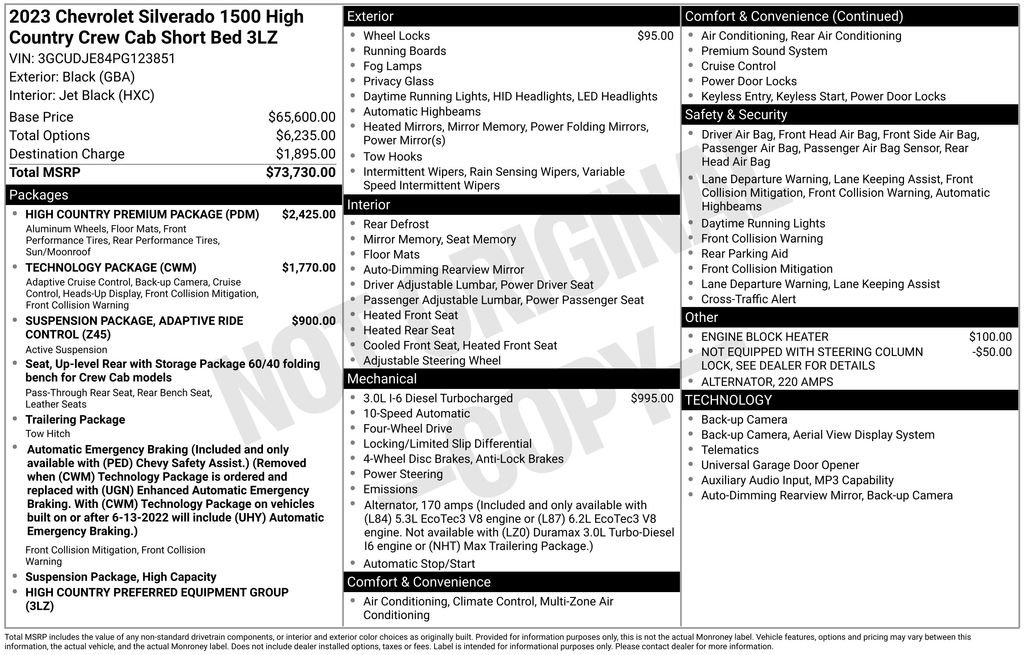 Used 2023 Chevrolet Silverado 1500 High Country w/ High Country Premium Package AWD/4WD image 37