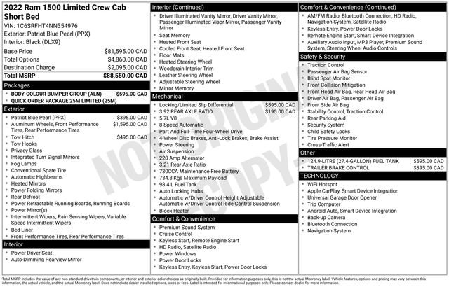 Used 2022 RAM 1500 Limited w/ Body-Colour Bumper Group image 7
