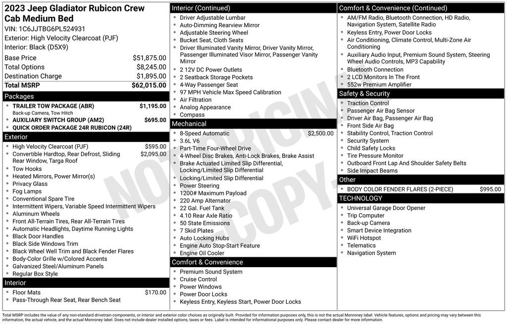 Used 2023 Jeep Gladiator Rubicon w/ Trailer Tow Package AWD/4WD image 5
