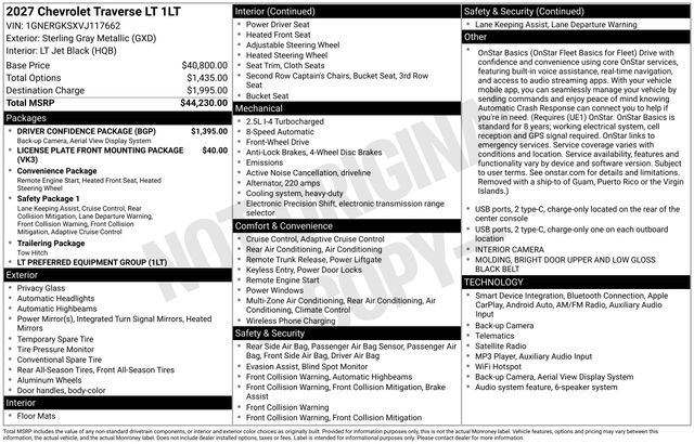 New 2027 Chevrolet Traverse LT w/ Driver Confidence Package FWD image 20