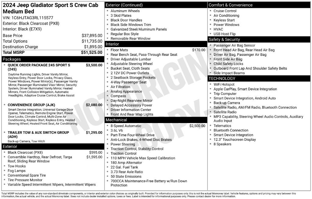 Used 2024 Jeep Gladiator Sport AWD/4WD image 3