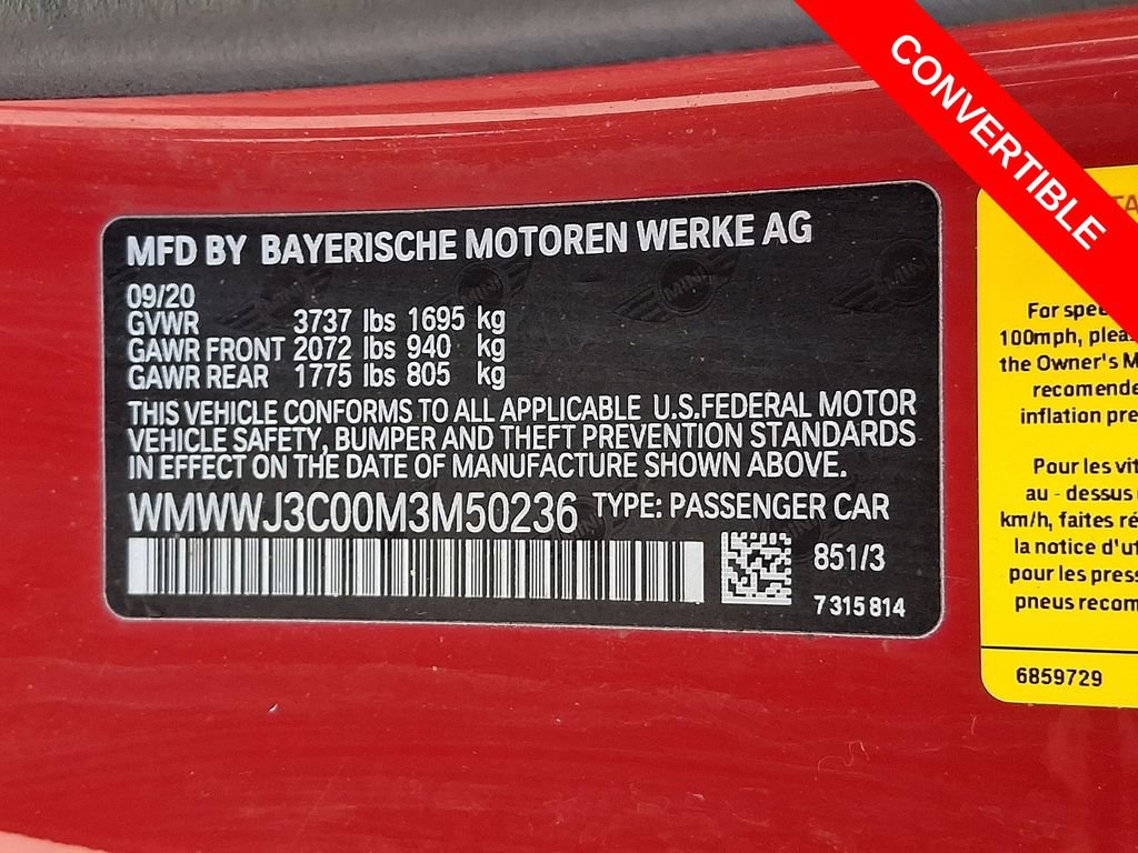 Used 2021 MINI Cooper Convertible FWD image 27