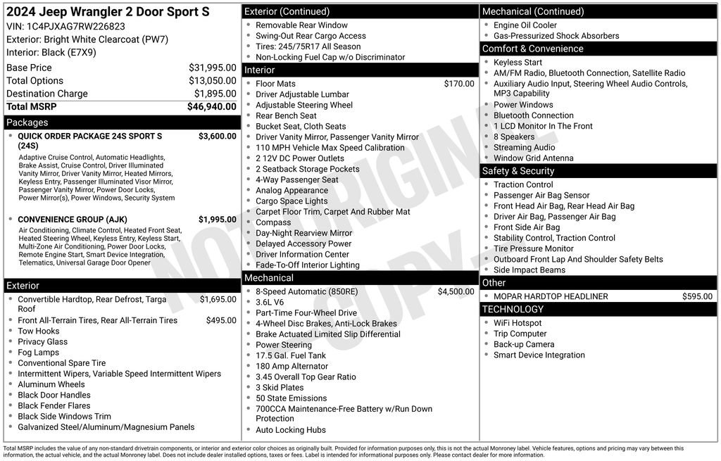 Used 2024 Jeep Wrangler Sport AWD/4WD image 7