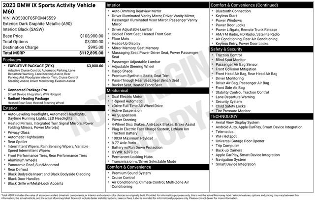 Certified 2023 BMW iX M60 w/ Executive Package AWD/4WD image 11