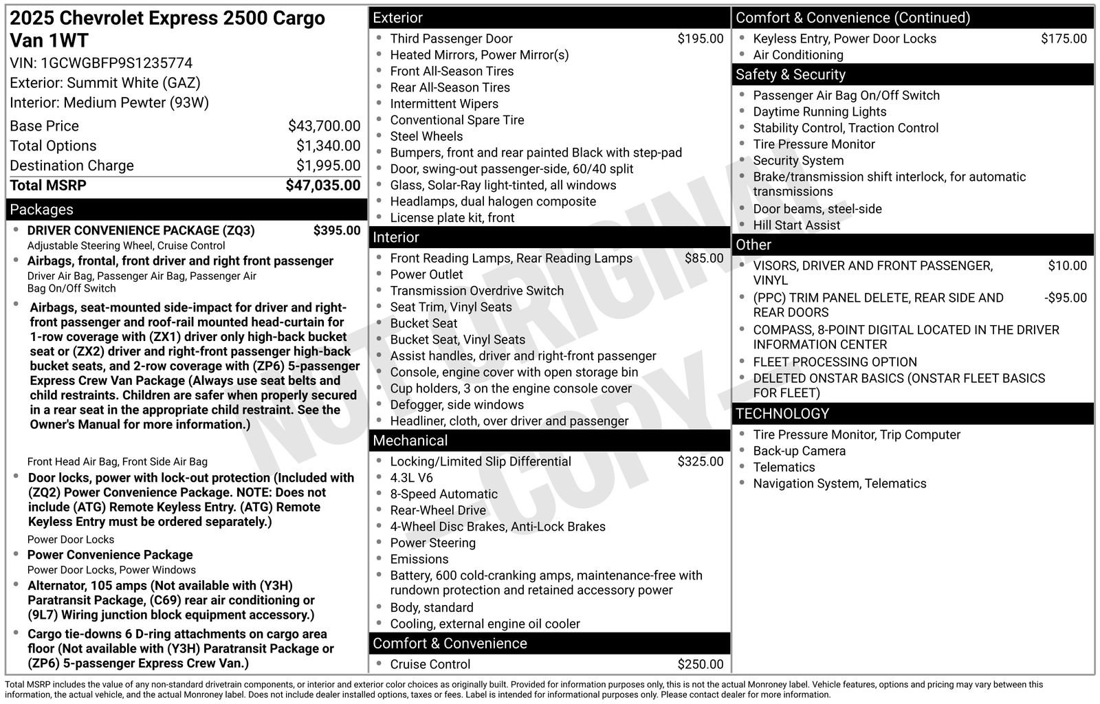 Used 2025 Chevrolet Express 2500 Extended w/ Driver Convenience Package RWD image 25