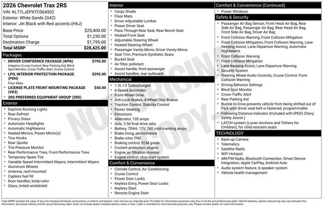 Used 2026 Chevrolet Trax RS w/ Driver Confidence Package FWD image 16