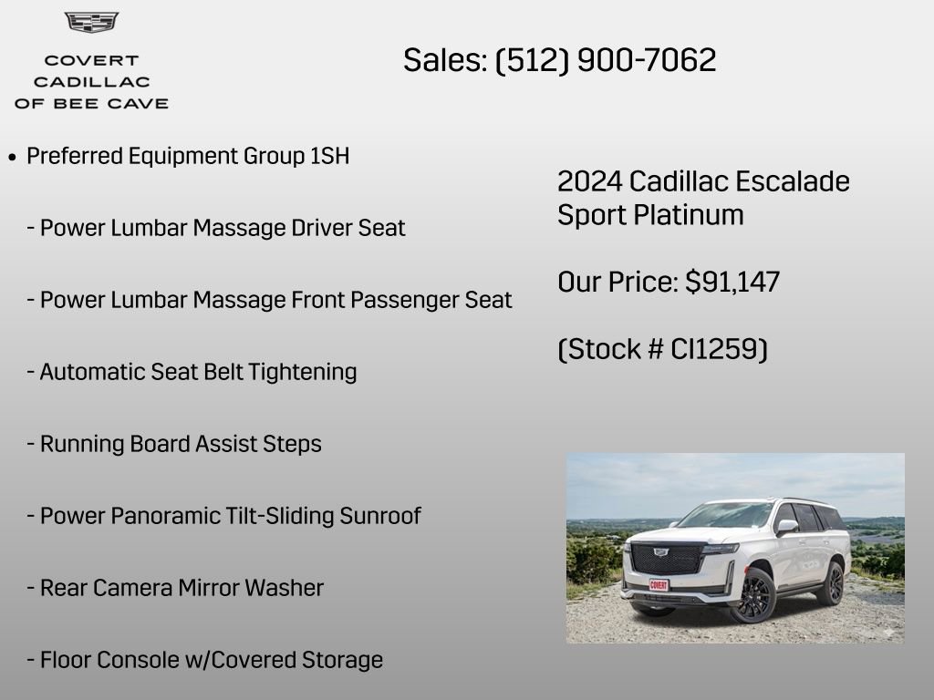 Certified 2024 Cadillac Escalade Sport Platinum w/ LPO, ONYX Package image 7