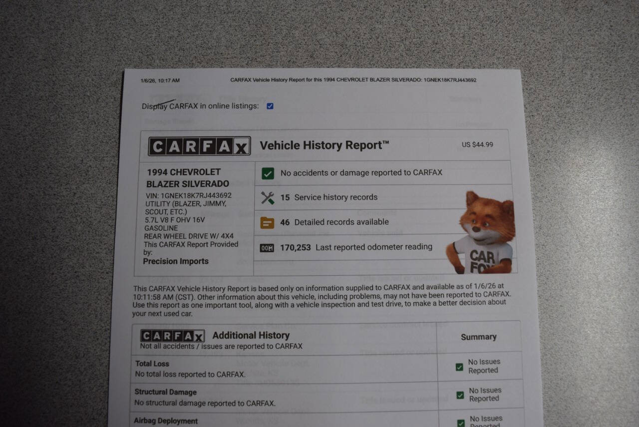 Used 1994 Chevrolet Blazer 4WD image 60