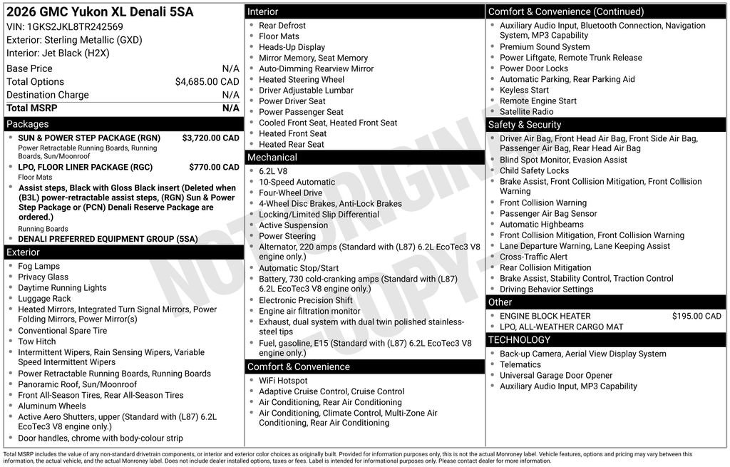 Used 2026 GMC Yukon XL Denali w/ Sun & Power Step Package AWD/4WD image 9