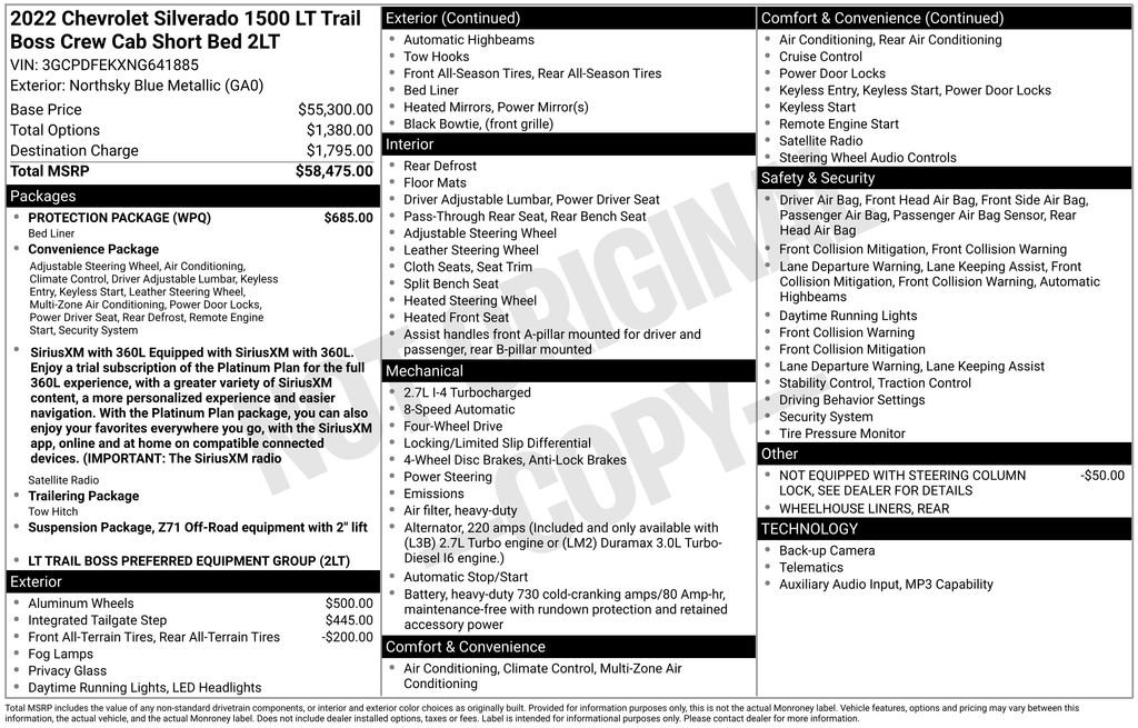 Used 2022 Chevrolet Silverado 1500 LT Trail Boss w/ Protection Package AWD/4WD image 2
