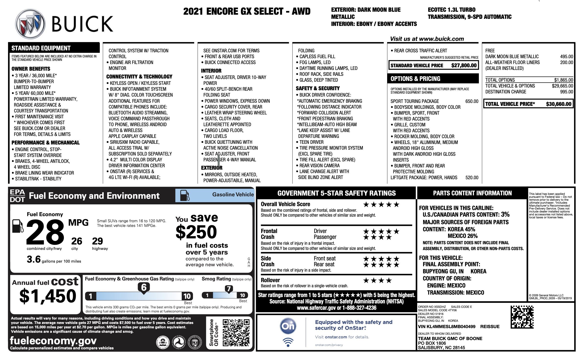 Used 2021 Buick Encore GX Select w/ Sport Touring Package AWD/4WD image 8
