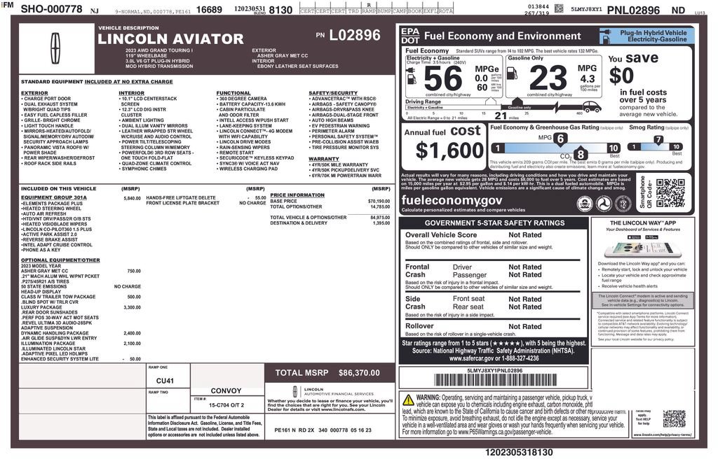 Certified 2023 Lincoln Aviator Grand Touring w/ Equipment Group 301A AWD/4WD image 37