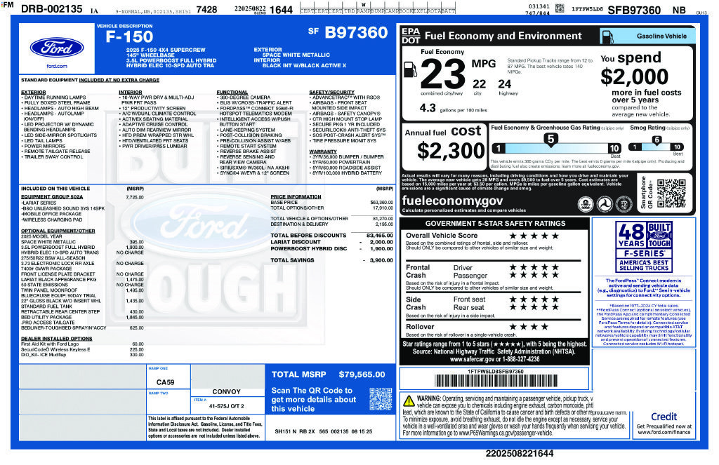 Used 2025 Ford F150 Lariat w/ Equipment Group 502A High AWD/4WD image 2